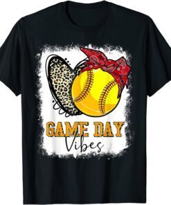 Bleached Softball Game Day Vibes Leopard Heart Headband Mom Tee Shirt