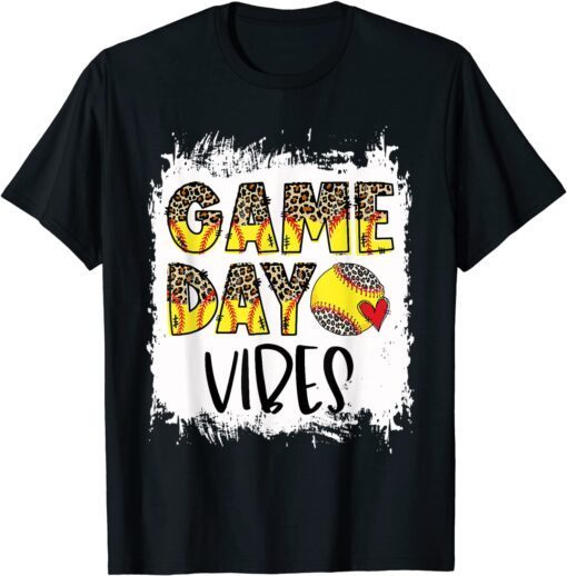 Bleached Softball Game Day Vibes Softball Season Outfit Tee Shirt