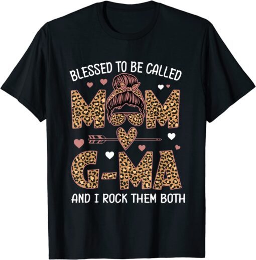 Blessed To Be Called Mom And G-Ma Grandma Leopard Mother Day Tee Shirt