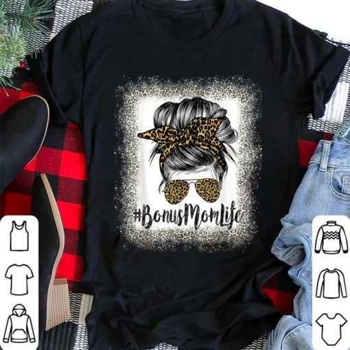 Bonus Mom Life Hair Bandana Glasses Leopard Happy Mother's Day 2022 Tee shirt