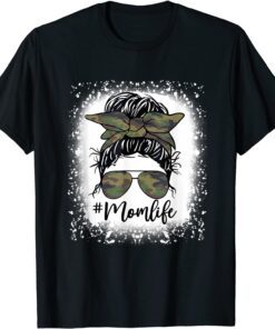 Camouflage Mom Life Mother's Day Messy Bun Tee Shirt