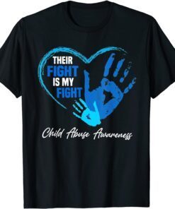 Child Abuse Awareness Matching Group Family Blue Heart Tee Shirt