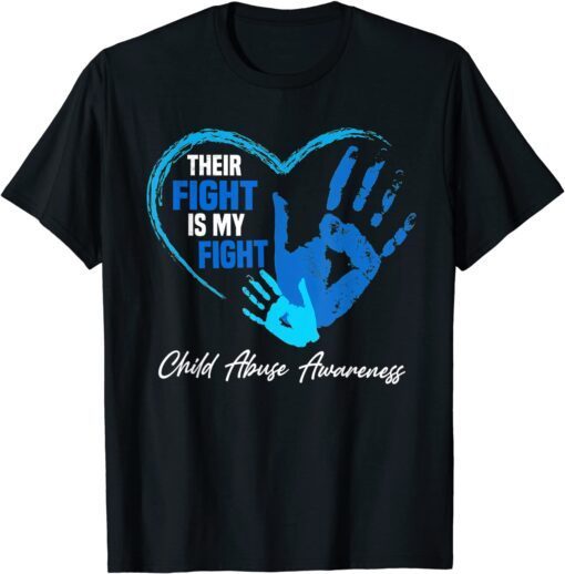 Child Abuse Awareness Matching Group Family Blue Heart Tee Shirt