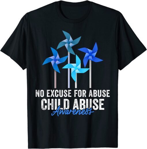 Child Abuse Prevention Awareness Month Blue Pinwheel Tee Shirt