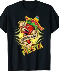 Cinco De Mayo Fiesta Hot Chili Pepper In Sombrero Tee Shirt