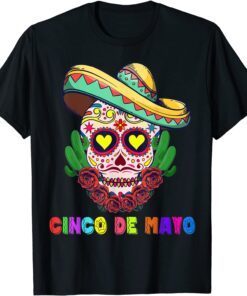 Cinco De Mayo Mexican Cross Sunglasses Skull Mustache Fiesta Tee Shirt