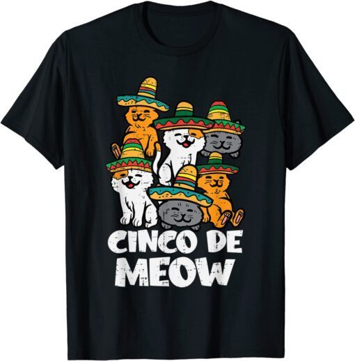 Cinco De Meow Cats Kitten Cute Cinco De Mayo Tee Shirt