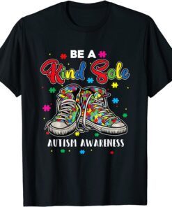 Cool Autism Awareness Be A Kind Sole Rainbow Sneaker Puzzle Tee Shirt