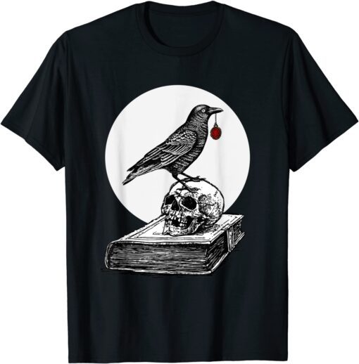 Crow Skull Magical Alchemy Gothic Occult Full Moon Tee Shirt