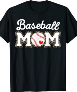 Cute Baseball Mom Leopard Print Mothers Day Tee Shirt