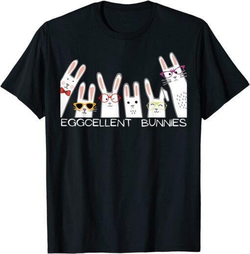 Eggcellent Bunnies Happy Easter Cool Bunny Cute Egg Hunter Tee Shirt