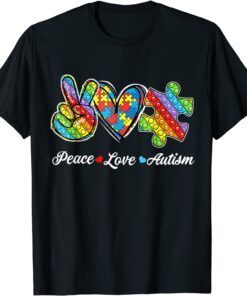 Fidget Toy Autism Puzzle Peace Love Autism Awareness Pop It Tee Shirt
