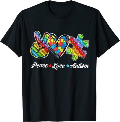 Fidget Toy Autism Puzzle Peace Love Autism Awareness Pop It Tee Shirt