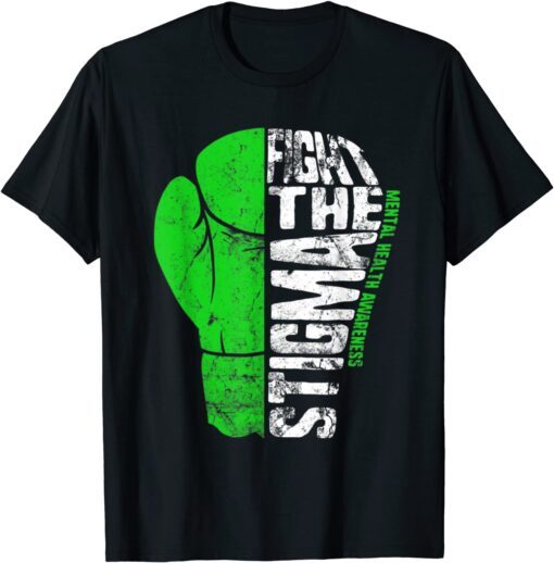Fight The Stigma Mental Health Awareness Green Ribbon Tee Shirt