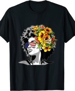 Flower Afro Hair Puerto Rico Black Melanin Queen Tee Shirt