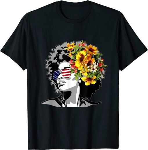 Flower Afro Hair Puerto Rico Black Melanin Queen Tee Shirt