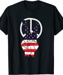 Fourth 4th of July American Flag Peace Tee Shirt