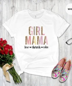 Girl Mama Love Cheris Care Leopard Print Mother's Day Tee Shirt