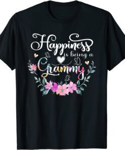 Happiness Is Being A Grammy Floral Decor Grandma Tee Shirt