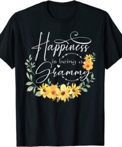Happiness Is Being A Grammy Women Flower Decor Grandma Tee Shirt