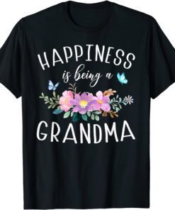 Happiness Is Being A Grandma Est 2022 Women Floral Grandma Tee Shirt