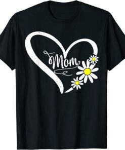 Happy Mother's Day Mom Heart Daisy Flower Rainbow Tee Shirt