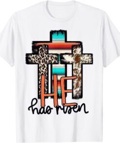 He is Risen Christian Easter Happy Eater Day Women leopard Tee Shirt