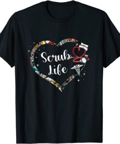 Heart Scrub Life Stethoscope Nursing Nurses Week Tee Shirt