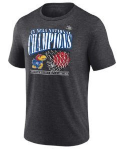 Heathered Charcoal Kansas Jayhawks 2022 NCAA Basketball National Champions Tri-Blend Tee Shirt