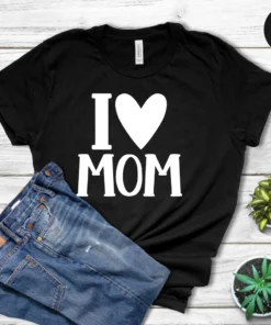 I Love Mom With Heart Icon Mother Days Tee Shirt
