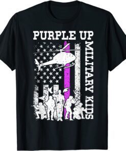 I Purple Up Month of Military Child Kids Boots US Flag T-Shirt