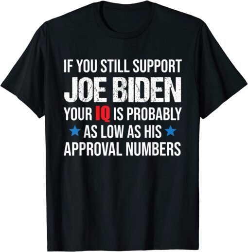 If You Still Support Joe Biden Your IQ Is Probably Lower Tee Shirt