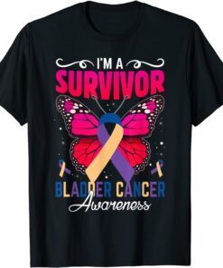 I'm A Survivor Butterfly Bladder Cancer Awareness Warriors Tee Shirt