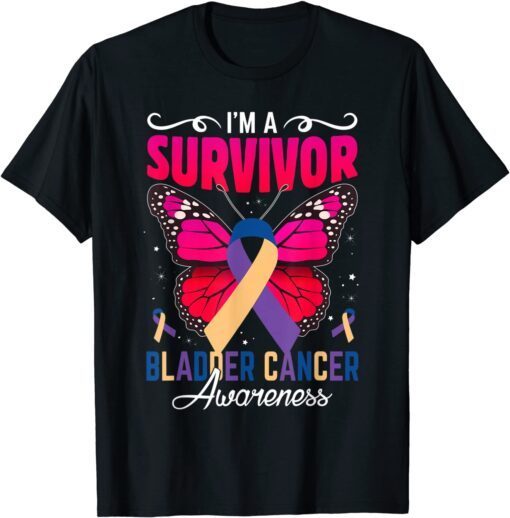 I'm A Survivor Butterfly Bladder Cancer Awareness Warriors Tee Shirt