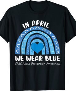 In April We Wear Blue Cool Child Abuse Prevention Awareness Tee Shirt