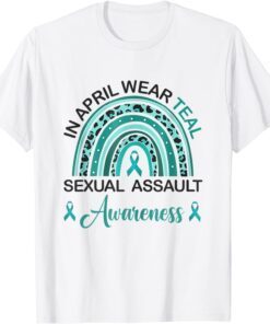 In April We Wear Teal Sexual Assault Awareness Teal Rainbow Tee Shirt