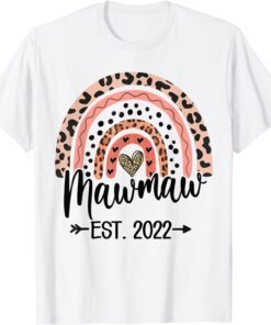 Mawmaw Est 2022 Leopard Boho Rainbow Mother's Day 2022 Tee Shirt