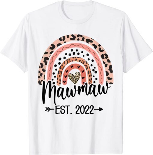 Mawmaw Est 2022 Leopard Boho Rainbow Mother's Day 2022 Tee Shirt