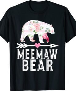 Meemaw Bear Mom Grandma Floral Happy Mother's Day Tee Shirt