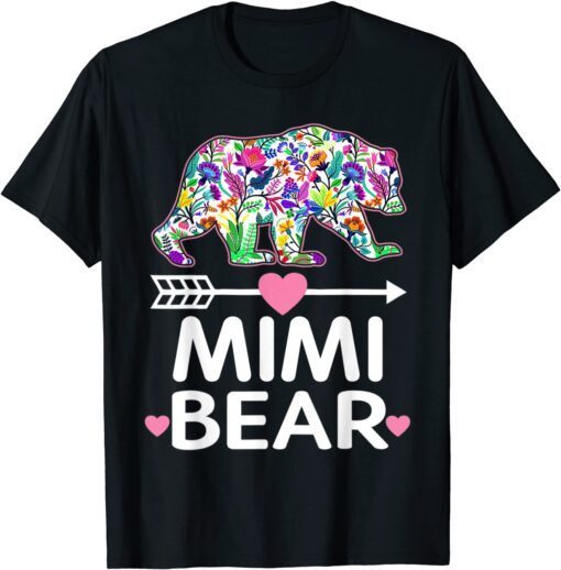 Mimi Bear Mom Grandma Floral Happy Mother's Day Tee Shirt