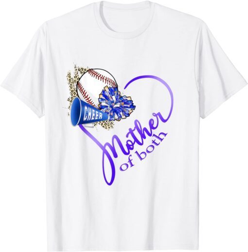 Mom of both baseball mama cheer mama bear mama Tee Shirt