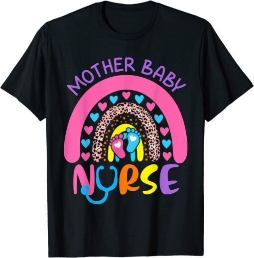Mother Baby Nurse Rainbow Nursing Mother's Day Tee Shirt