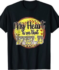 My Heart Is On That Field Leopard Softball Mom Mother Day T-Shirt