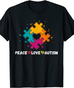 Peace Love Autism Poppin Autism Awareness Tee Shirt