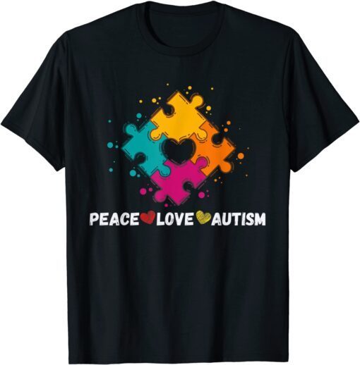 Peace Love Autism Poppin Autism Awareness Tee Shirt