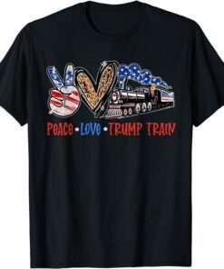 Peace Love Trump Train 2024 Vintage American Flag Tee Shirt