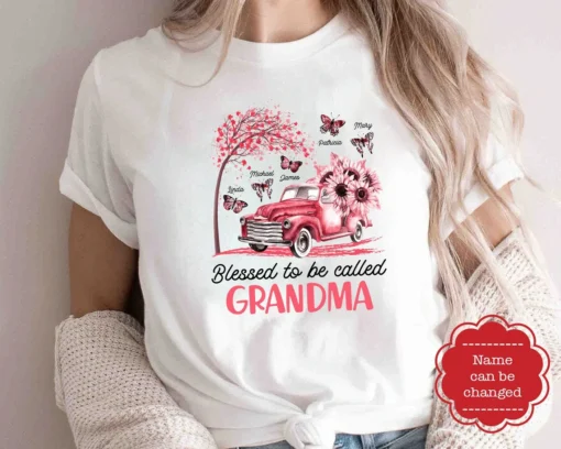 Personalized Blessed To Be Called Grandma Mother's Day Tee Shirt