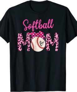 Pink Leopard Softball Mom Bandana Baseball Mama Mother's Day Tee Shirt