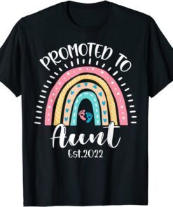 Promoted To Aunt EST 2022 Boho Rainbow Mother's Day Tee ShirtPromoted To Aunt EST 2022 Boho Rainbow Mother's Day Tee Shirt