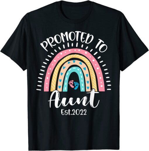 Promoted To Aunt EST 2022 Boho Rainbow Mother's Day Tee ShirtPromoted To Aunt EST 2022 Boho Rainbow Mother's Day Tee Shirt